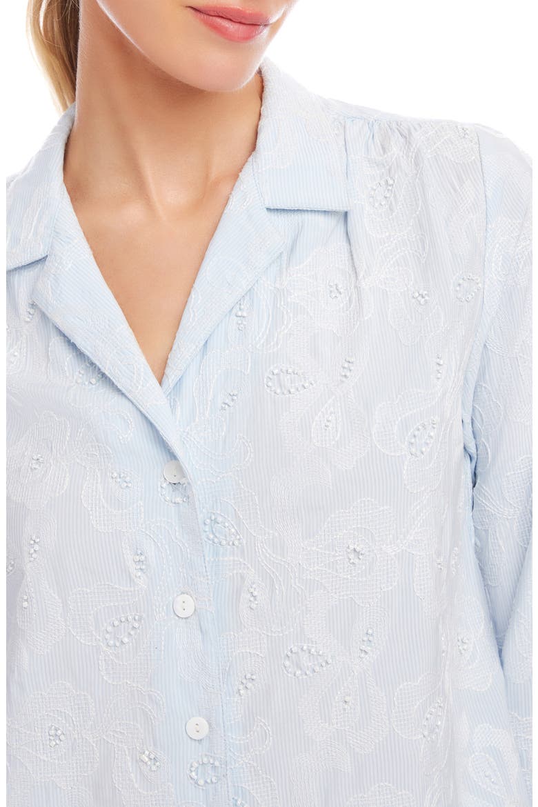 Embellished Button-Up Shirt, Alternate, color, LIGHT BLUE