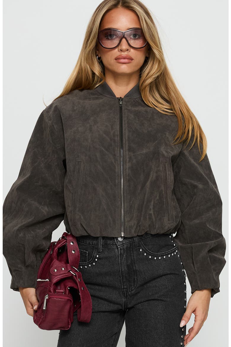 Mastery Faux Suede Jacket, Alternate, color, CHARCOAL