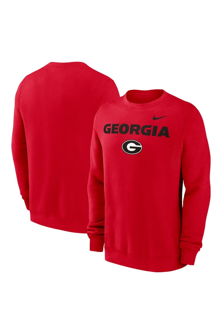 Men's Nike Red Georgia Bulldogs Primetime Primary Stack Pullover Sweatshirt, Main, color, Red