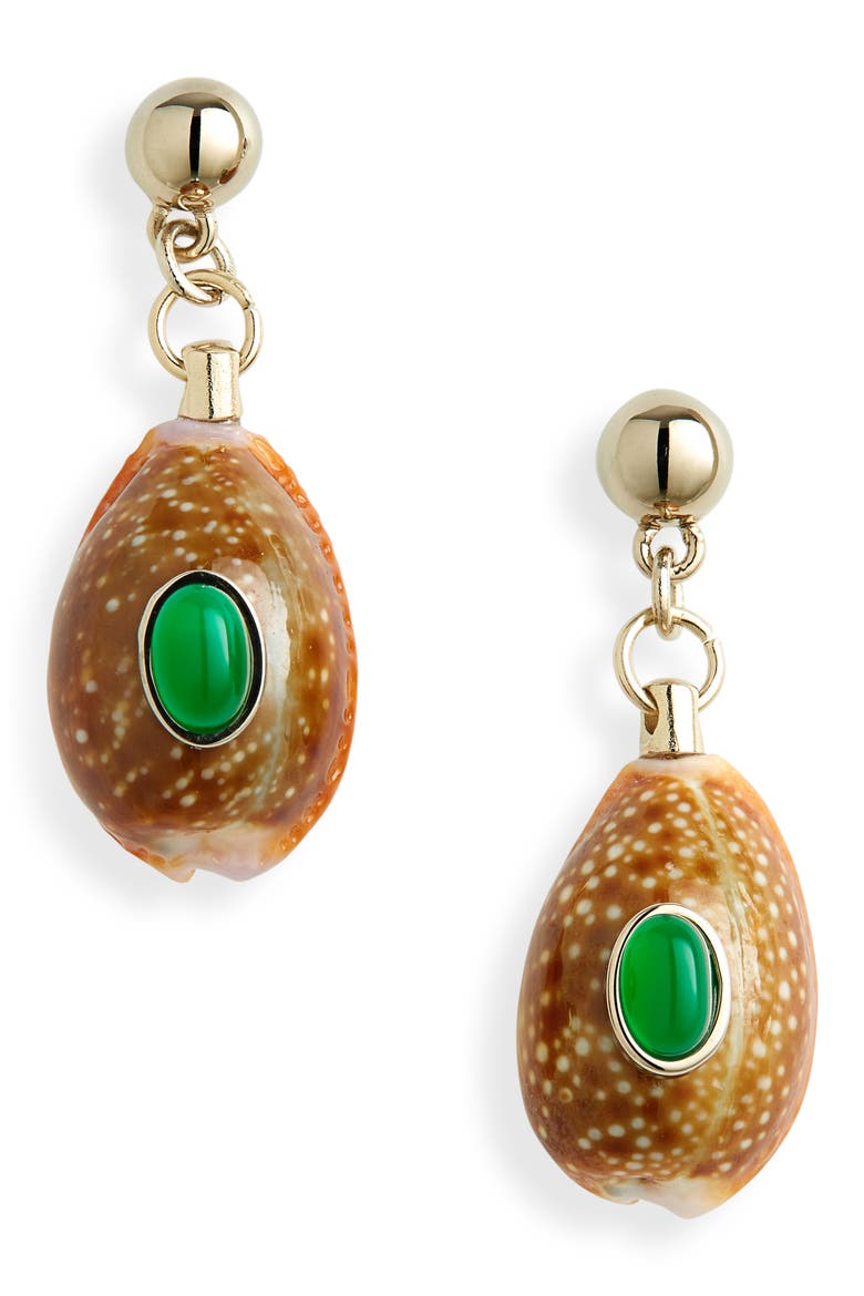 Lyv Small Shell Drop Earrings, Main, color, GOLD COLOR