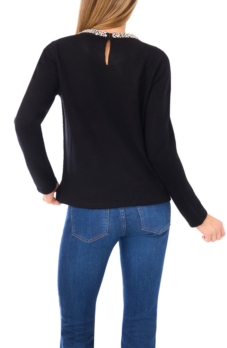 Halogen<sup>®</sup> Rhinestone Collar Sweater, Alternate, color, Rich Black