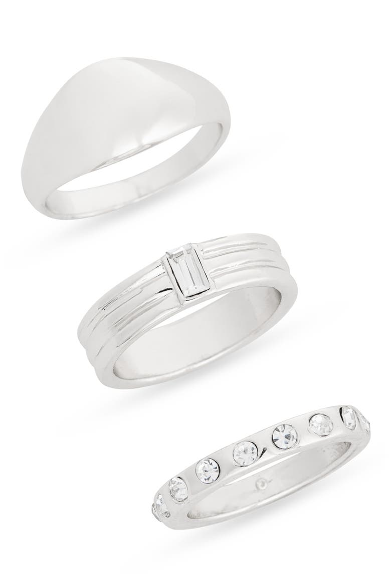 Assorted Set of 3 Rings, Main, color, CLEAR- SILVER
