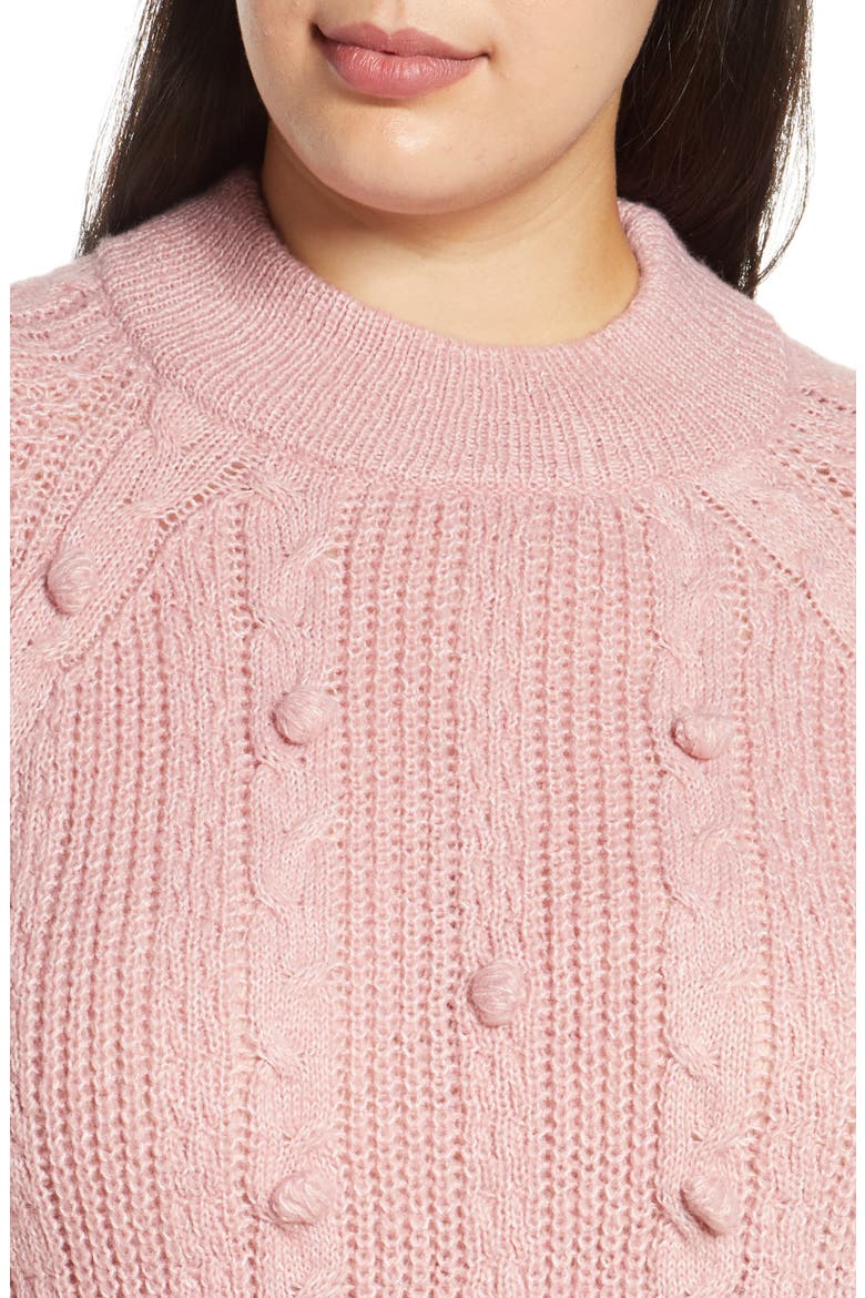 Textured Pom Sweater, Alternate, color, PINK