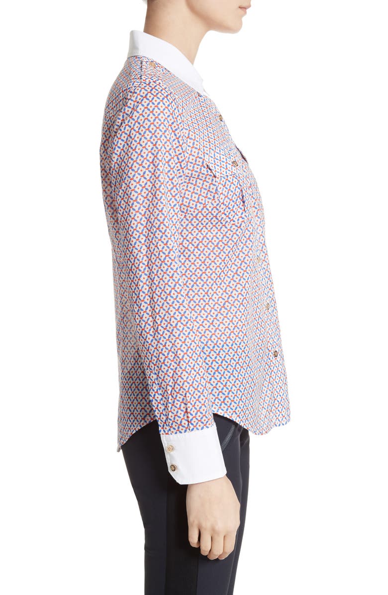 Tory Burch Brigitte Contrast Trim Blouse, Alternate, color, 