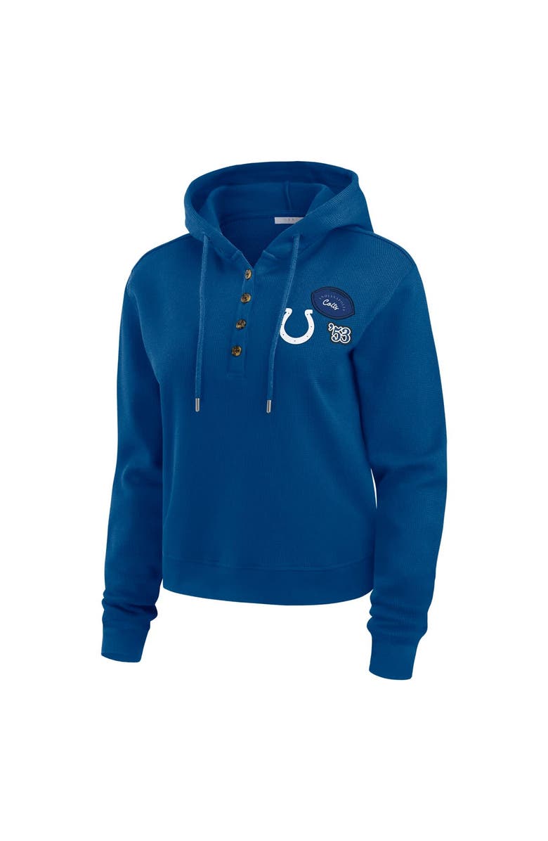 WEAR by Erin Andrews Women's WEAR by Erin Andrews Blue Indianapolis Colts Waffle Hoodie Pullover Top, Alternate, color, Blue