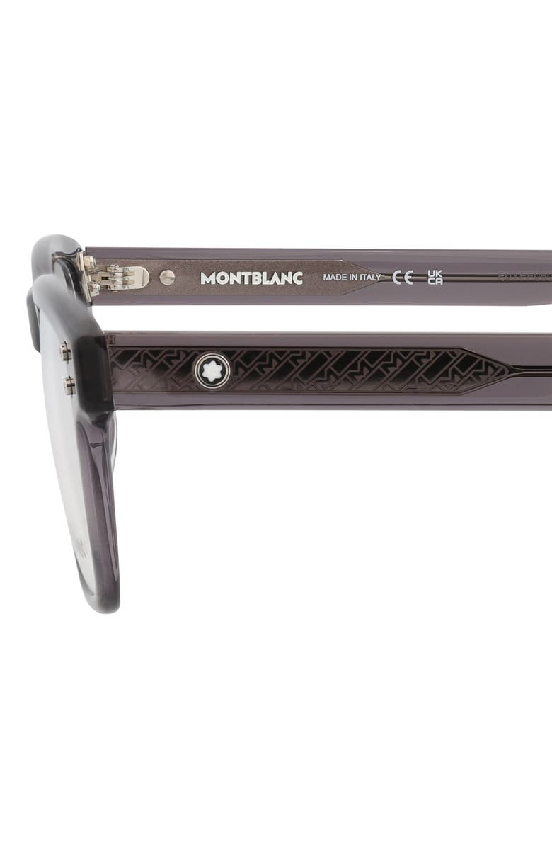 Montblanc 55mm Rectangular Optical Glasses, Alternate, color, Grey Grey Transparent