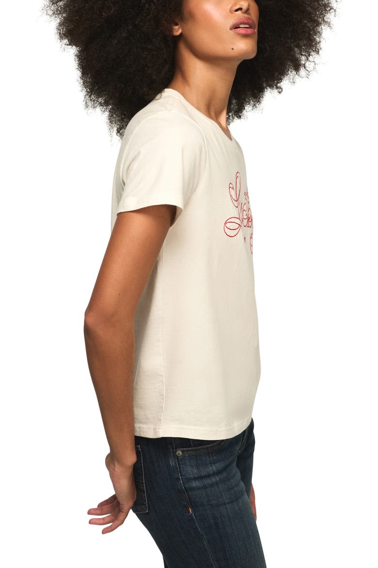 Lucky Ribbon Crewneck T-Shirt, Alternate, color, GARDENIA