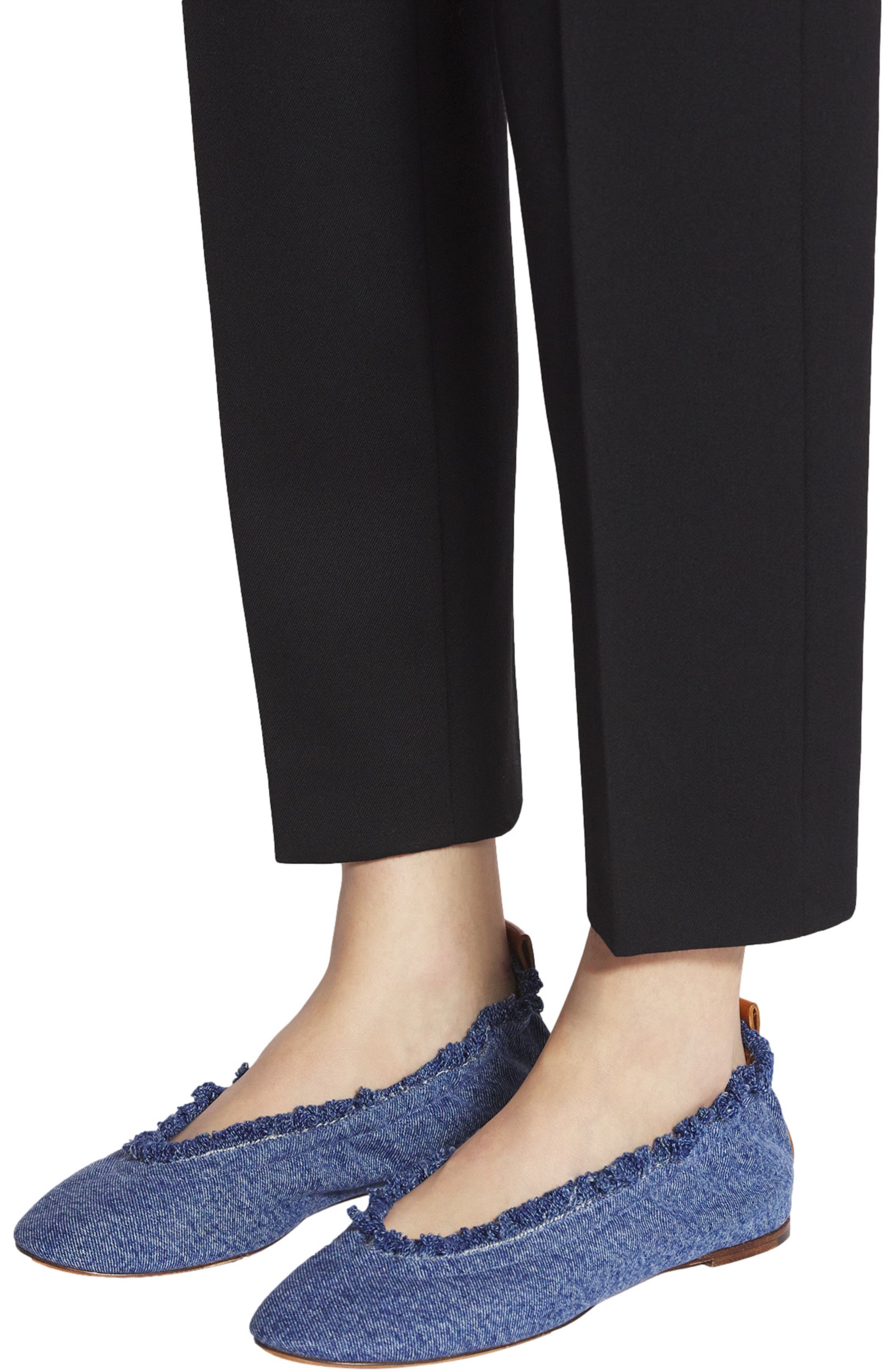 Lanvin THE BALLERINA FLAT IN DENIM, Alternate, color, 