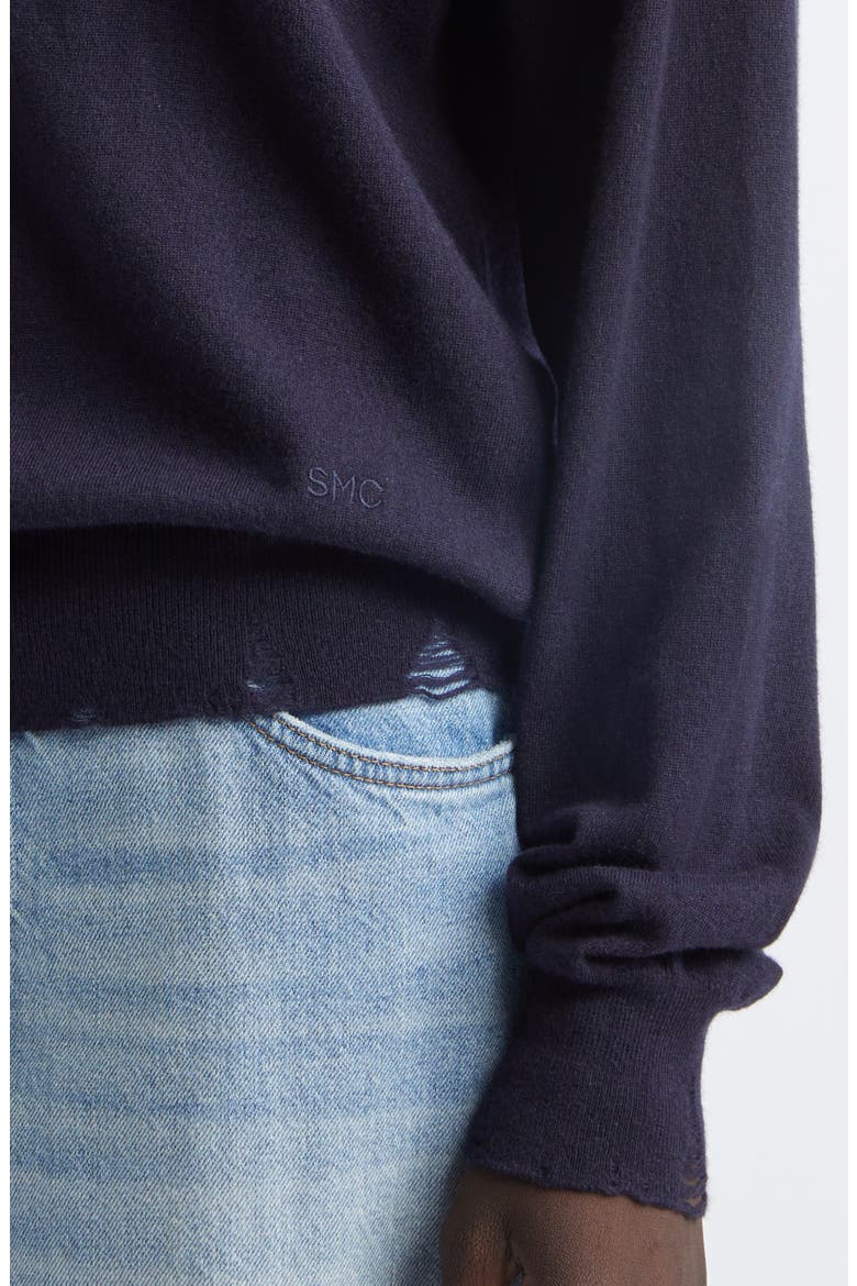 Distressed Merino Wool Sweater, Alternate, color, NAVY