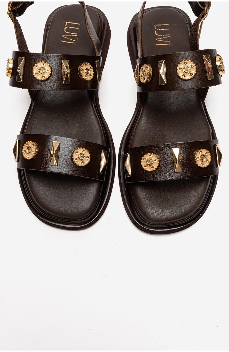 Forever & Always Shoes Libera Leather Sandal, Alternate, color, Brown