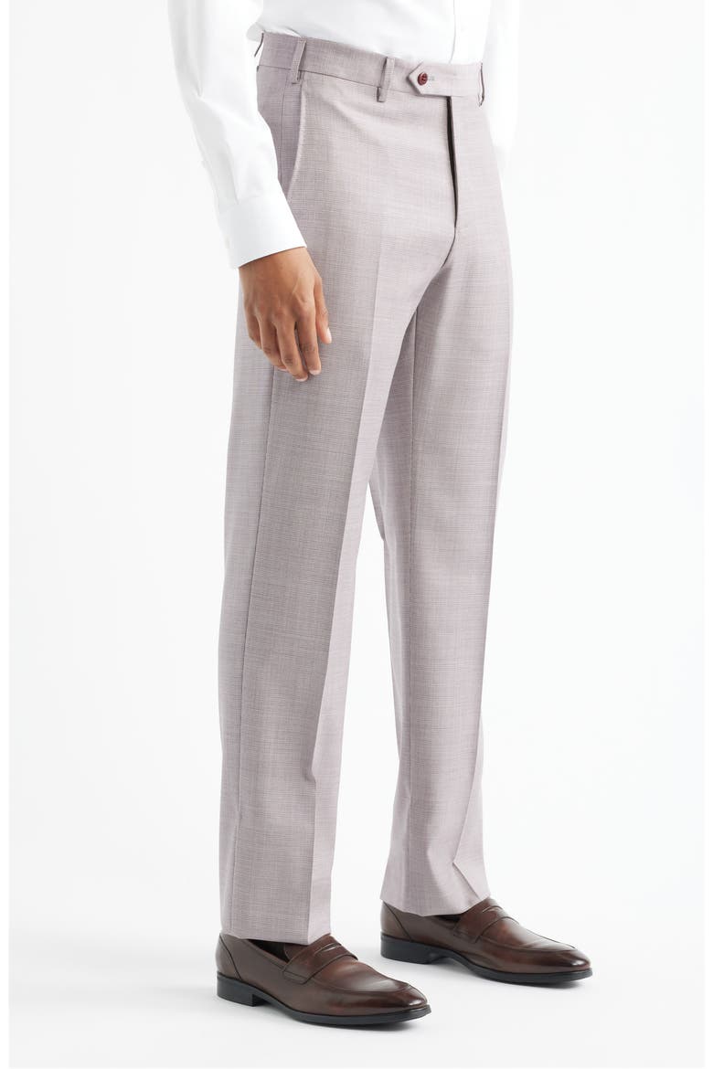 Devon Flat Front Plaid Wool Dress Pants, Alternate, color, RED