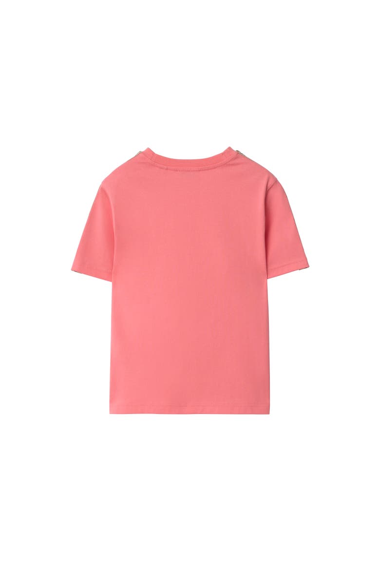 Check Trim Cotton T-shirt, Alternate, color, Pale hibiscus pink