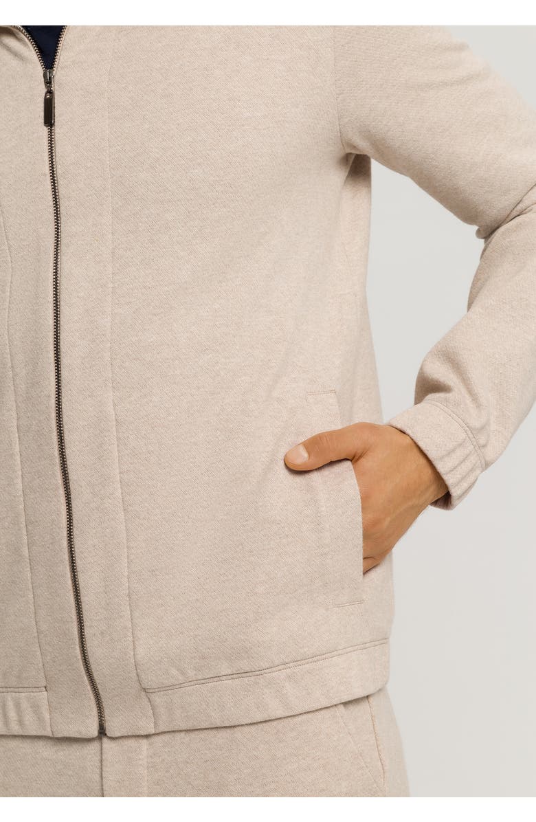 Hanro Cozy Living  Organic Cotton Zip-Up Jacket, Alternate, color, Camel Melange