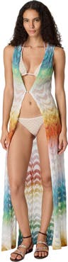 Missoni Long Gilet Cover-up In Shaded Lamé Viscose