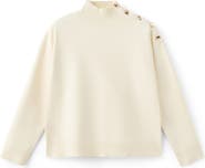 MANGO Mock Neck Sweater with Shoulder Buttons