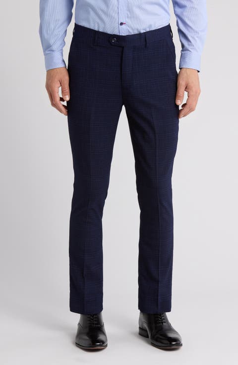 Plaid Slim Fit Dress Pants