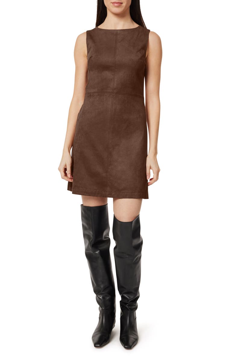 Habitual Suede Shift Dress, Main, color, Downtown Brown