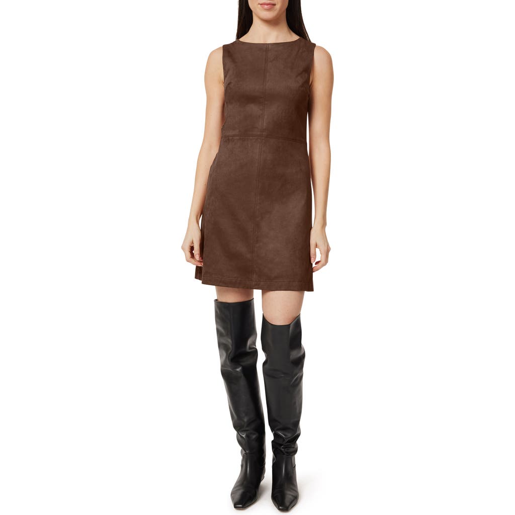Habitual Suede Shift Dress In Brown