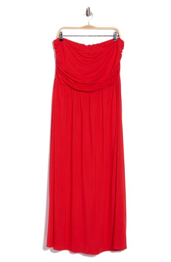West K Strapless Maxi Dress In Red