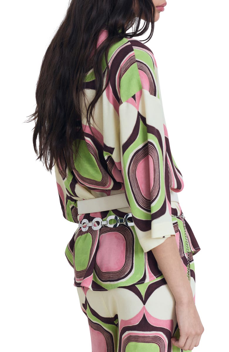 MANGO Geometric Print Shirt, Alternate, color, Ecru