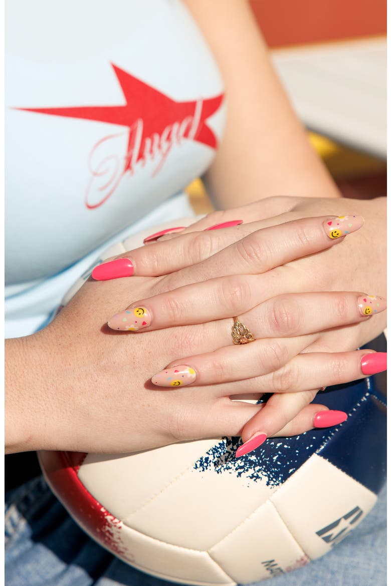 Hey, Pink Is the New Black Sun-Cured Gel Nail Strips, Alternate, color, PINK YELLOW BLUE