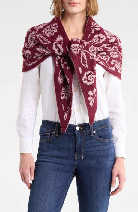 Folk Floral Jacquard Triangle Scarf