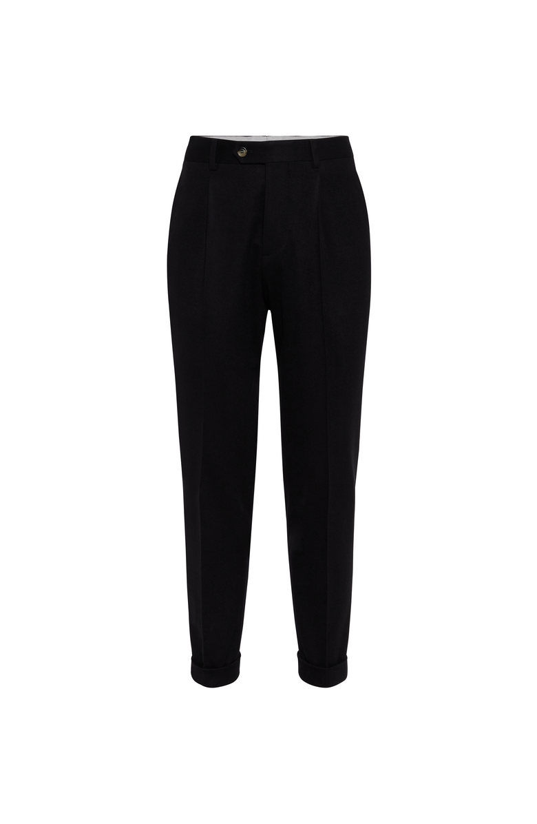 Brunello Cucinelli Flannel leisure fit trousers, Main, color, Black