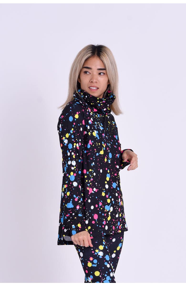OOSC High Neck Baselayer Top - Catalina Wine Mixer Women's, Alternate, color, Black With Colorful Splatter