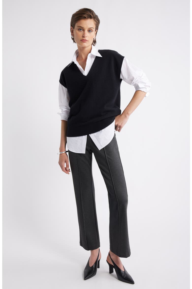 Cashmere V-Neck Sweater Vest, Alternate, color, BLACK ROCK