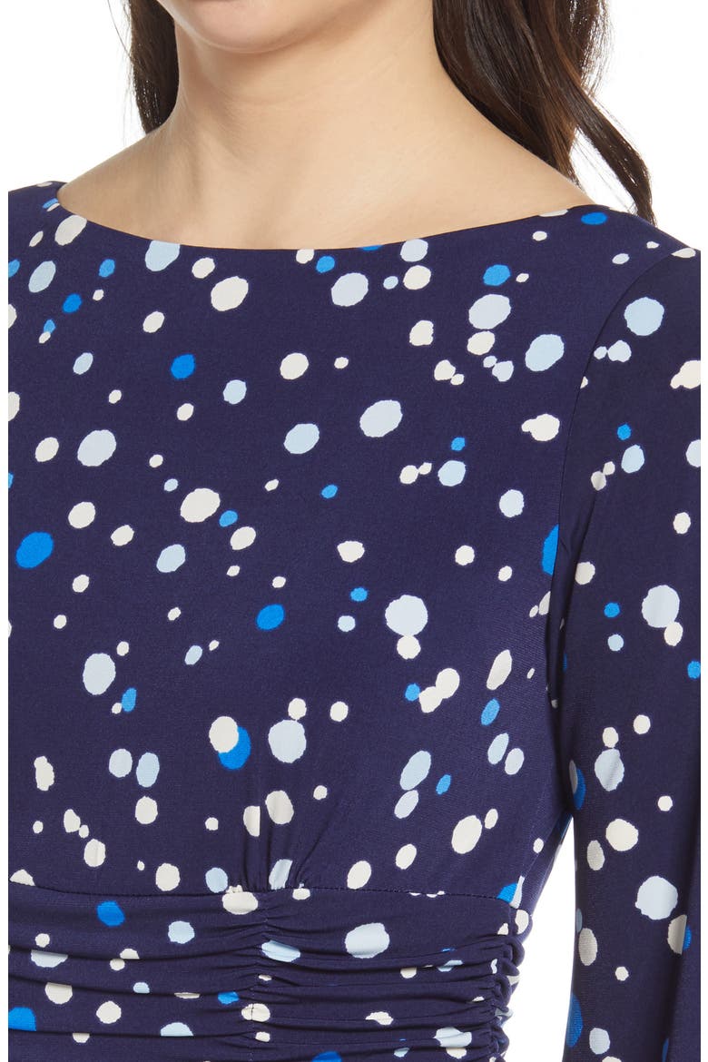 Ruched Long Sleeve Dress, Alternate, color, NAVY IVORY