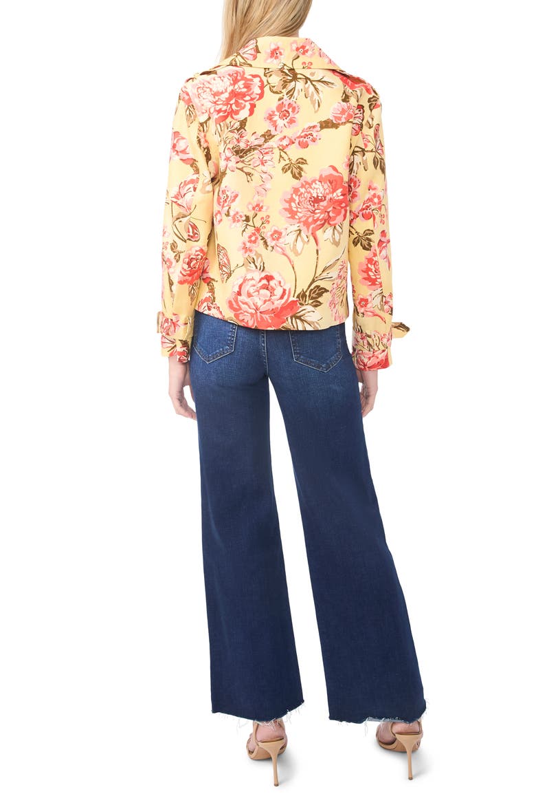 Leah Floral Crop Linen Trench Coat, Alternate, color, CREAMED CORN