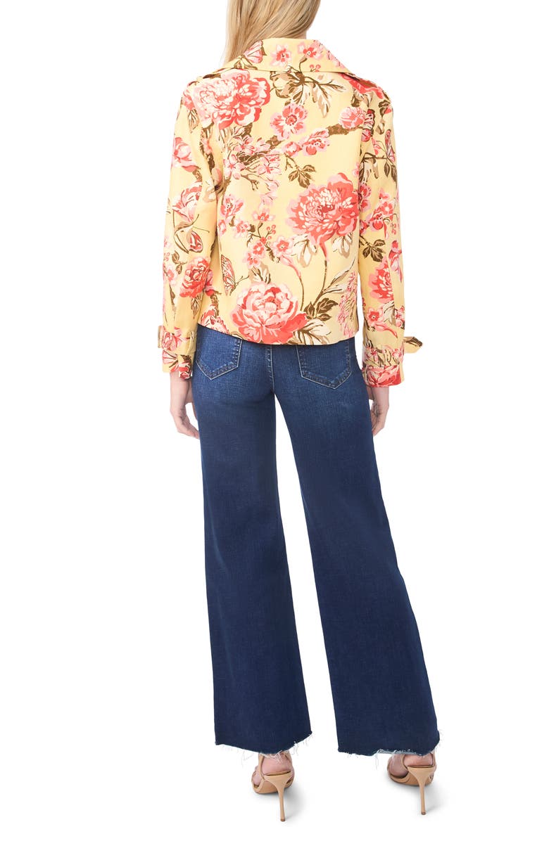 Ted Baker Leah Floral Crop Linen Trench Coat, Alternate, color, Creamed Corn