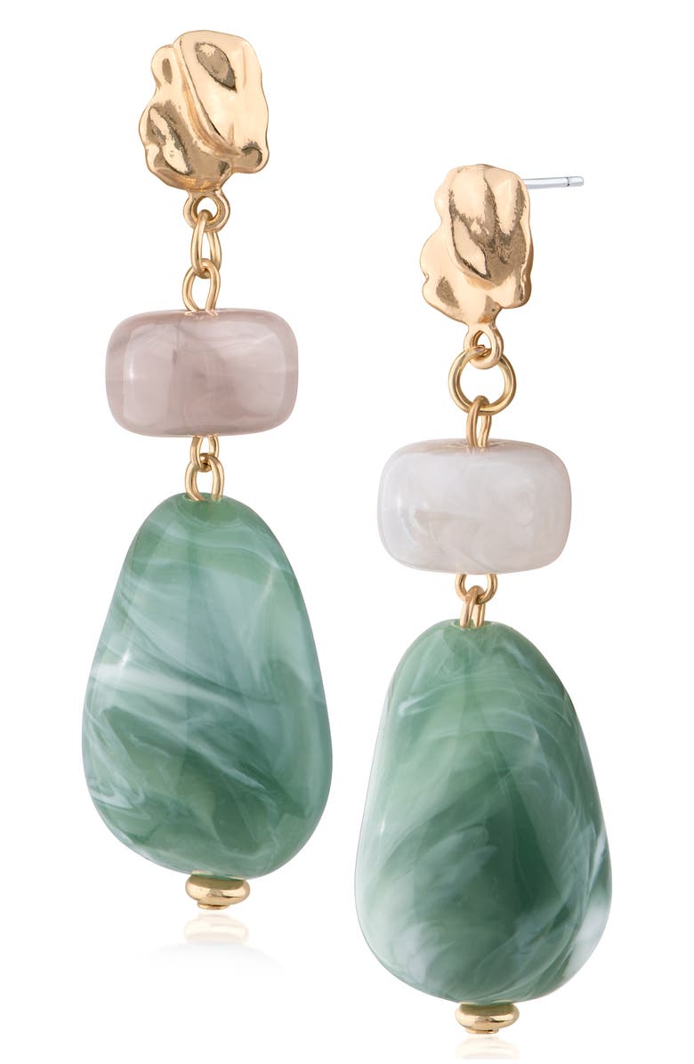 JARDIN Tiered Drop Earrings, Main, color, Green/ Gold