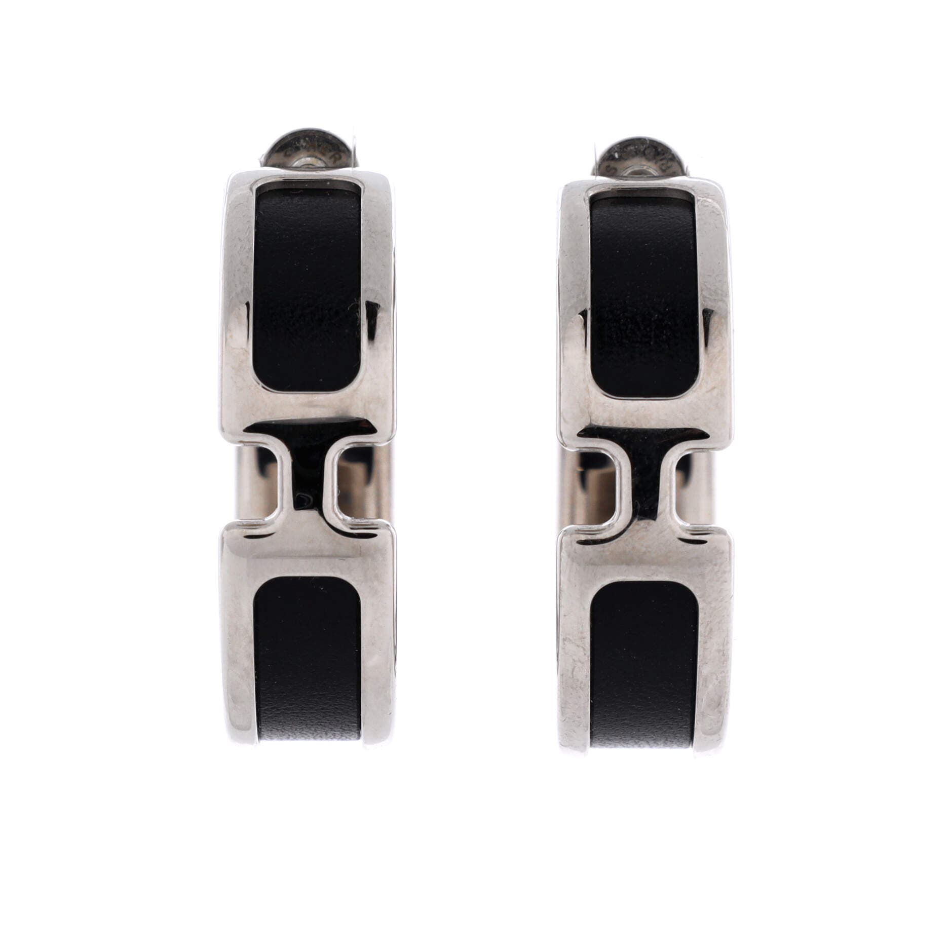 Olympe Hoop Earrings Metal and Leather, Main, color, Metallic Silver