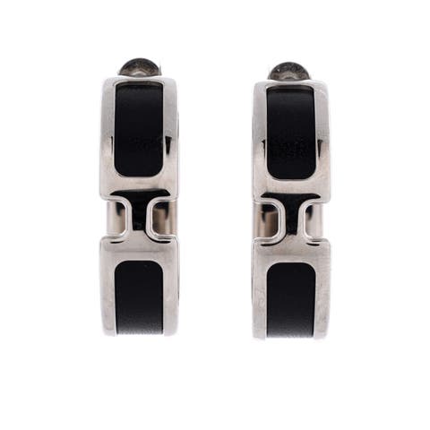 Olympe Hoop Earrings Metal and Leather