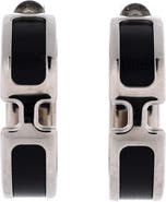 Pre-Owned Hermes Olympe Hoop Earrings Metal and Leather