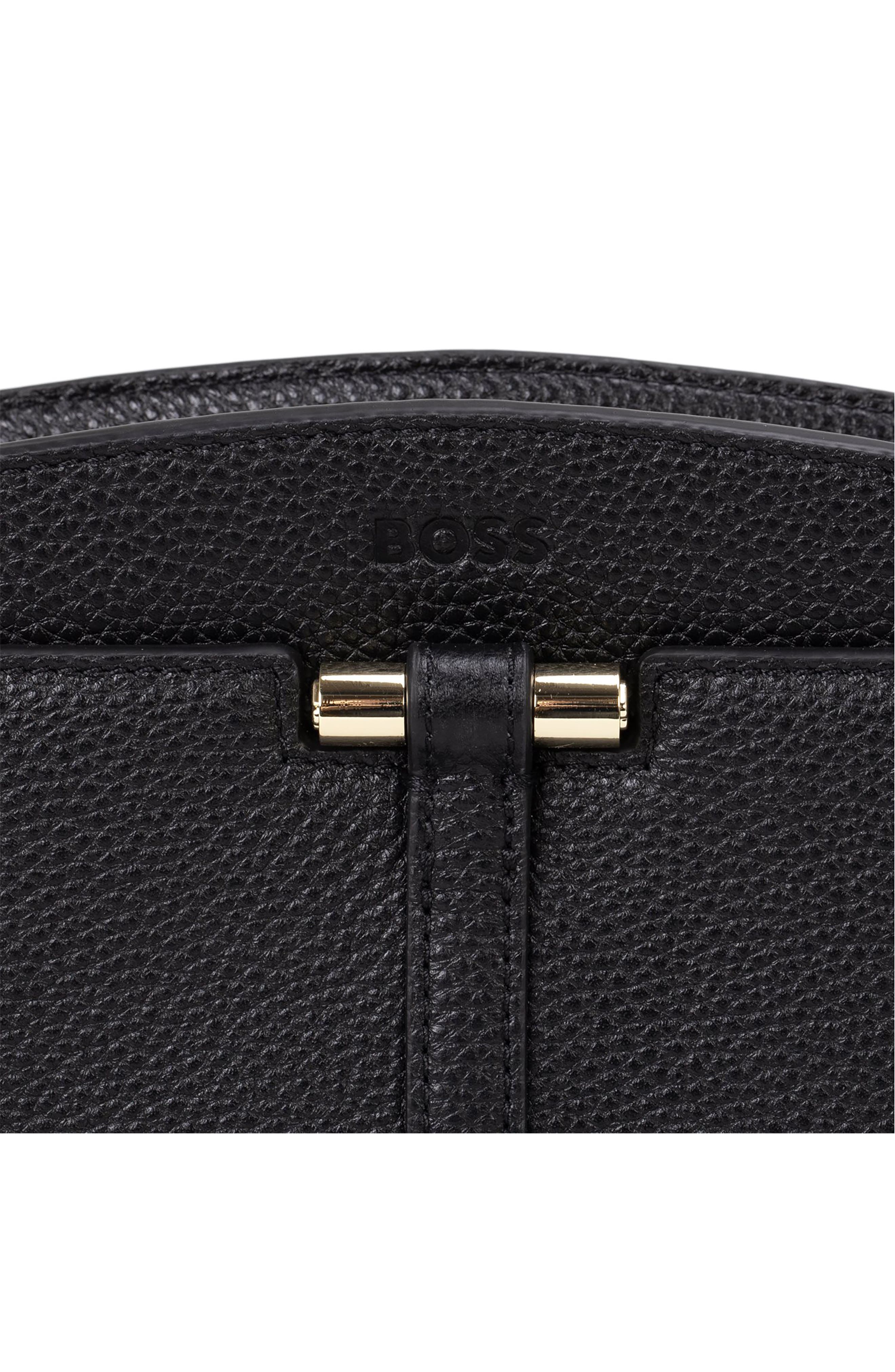 BOSS Lidney Leather Crossbody Bag, Alternate, color, Black