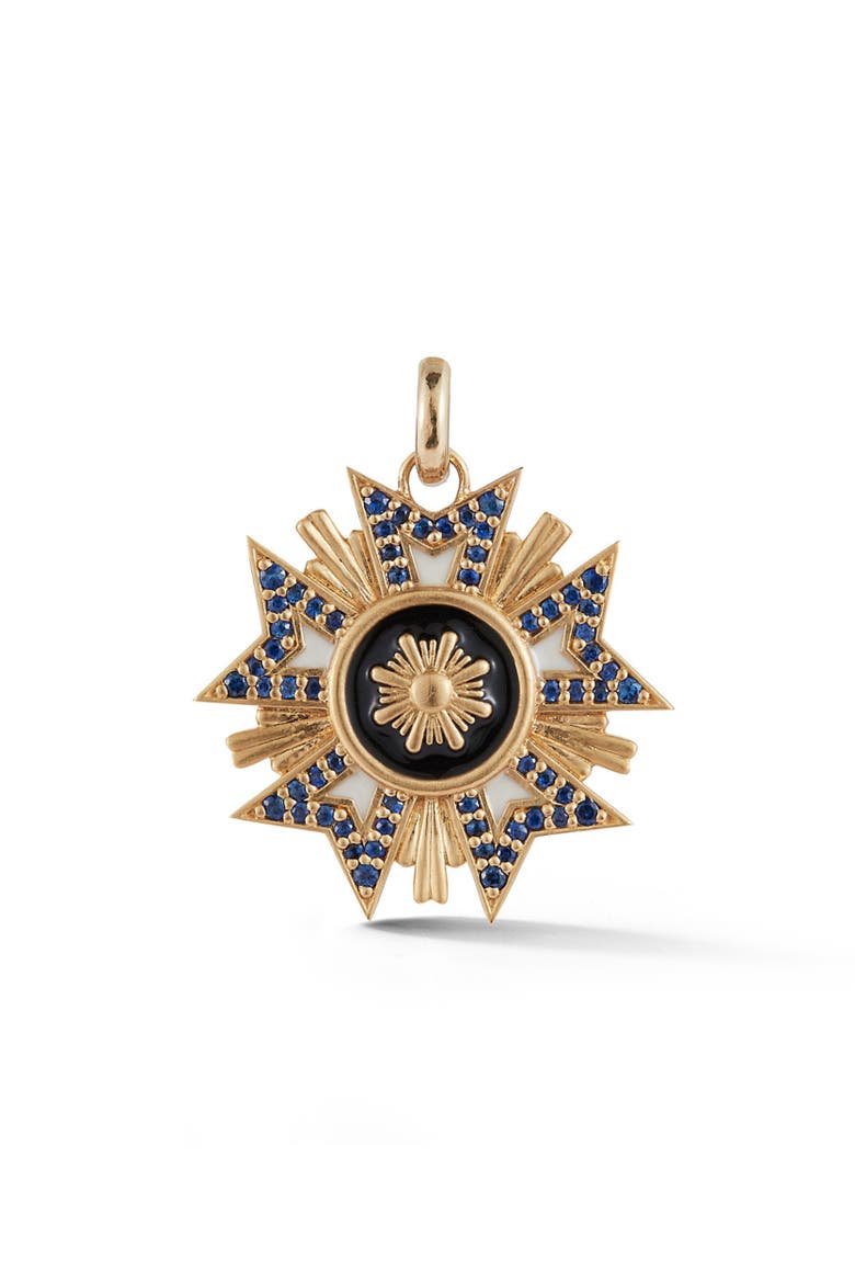 Florence Medallion Charm with Blue Sapphires and Enamel, Main, color, Blue Sapphire