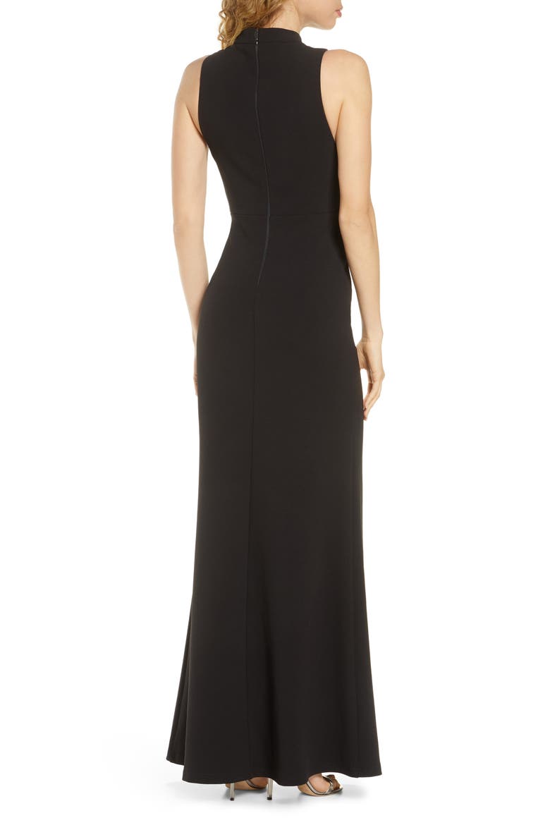Keep on Dancing Cutout Mock Neck Gown, Alternate, color, BLACK