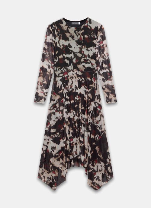 Mint Velvet Abstract Printed Midi Dress In Black