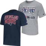 STARTER Men's Starter Navy/Heather Gray New England Patriots Two-Pack Logo T-Shirt Set