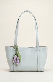 Modenaire Pebbled Leather Tote Bag with Removable Pouch and Charm
