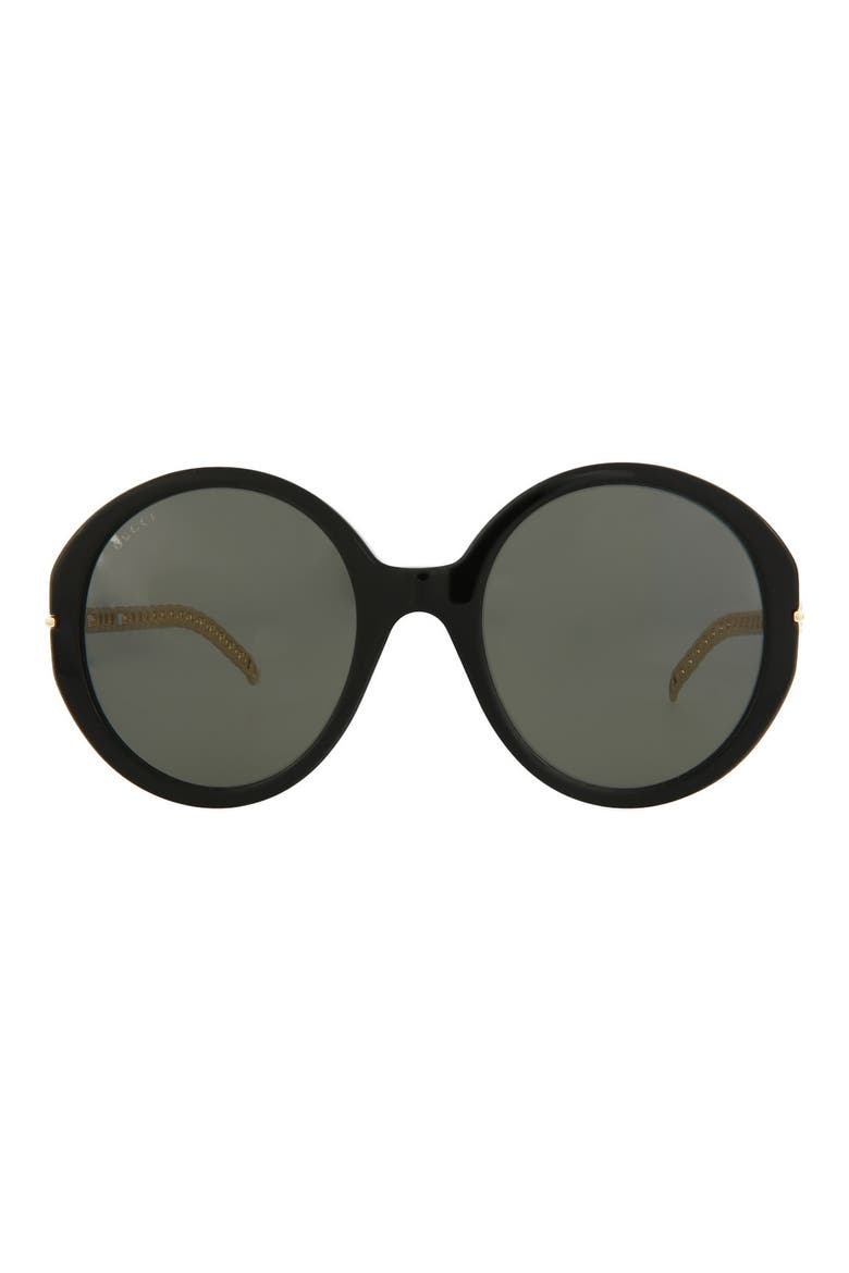 56mm Oversize Round Sunglasses, Main, color, BLACK GOLD GREY