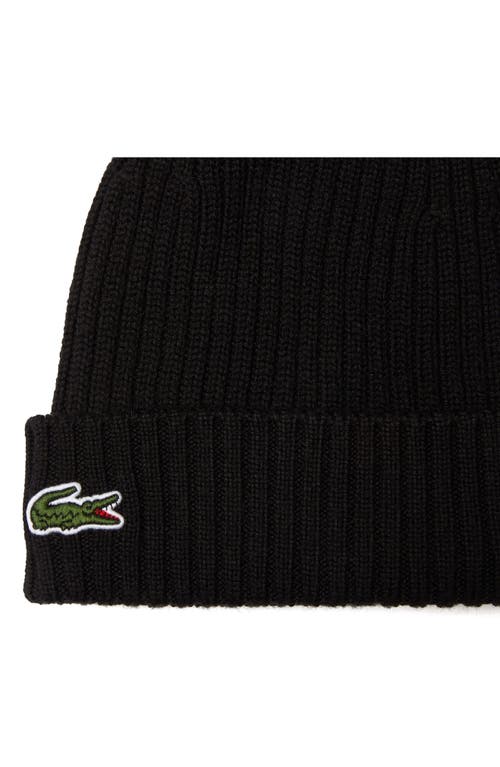 Lacoste Wool Cuff Beanie In Black