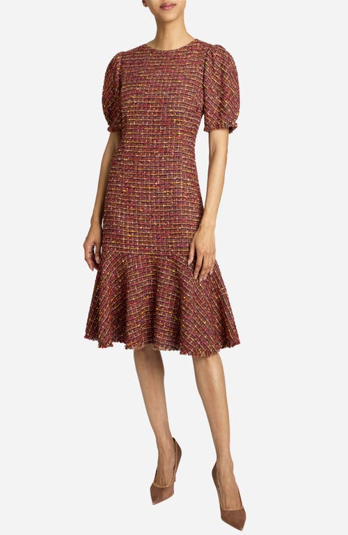 Santorelli Dasia Sheath Tweed Dress In Brown