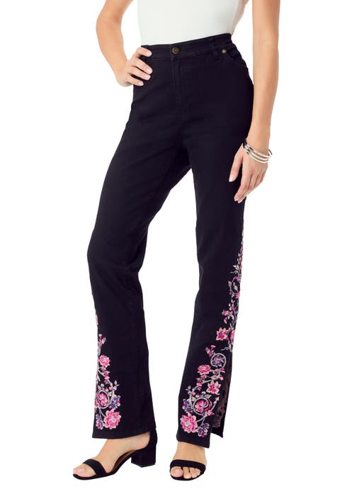 Plus Size Invisible Stretch® Embroidered Split Flare-Leg Jean (Plus)
