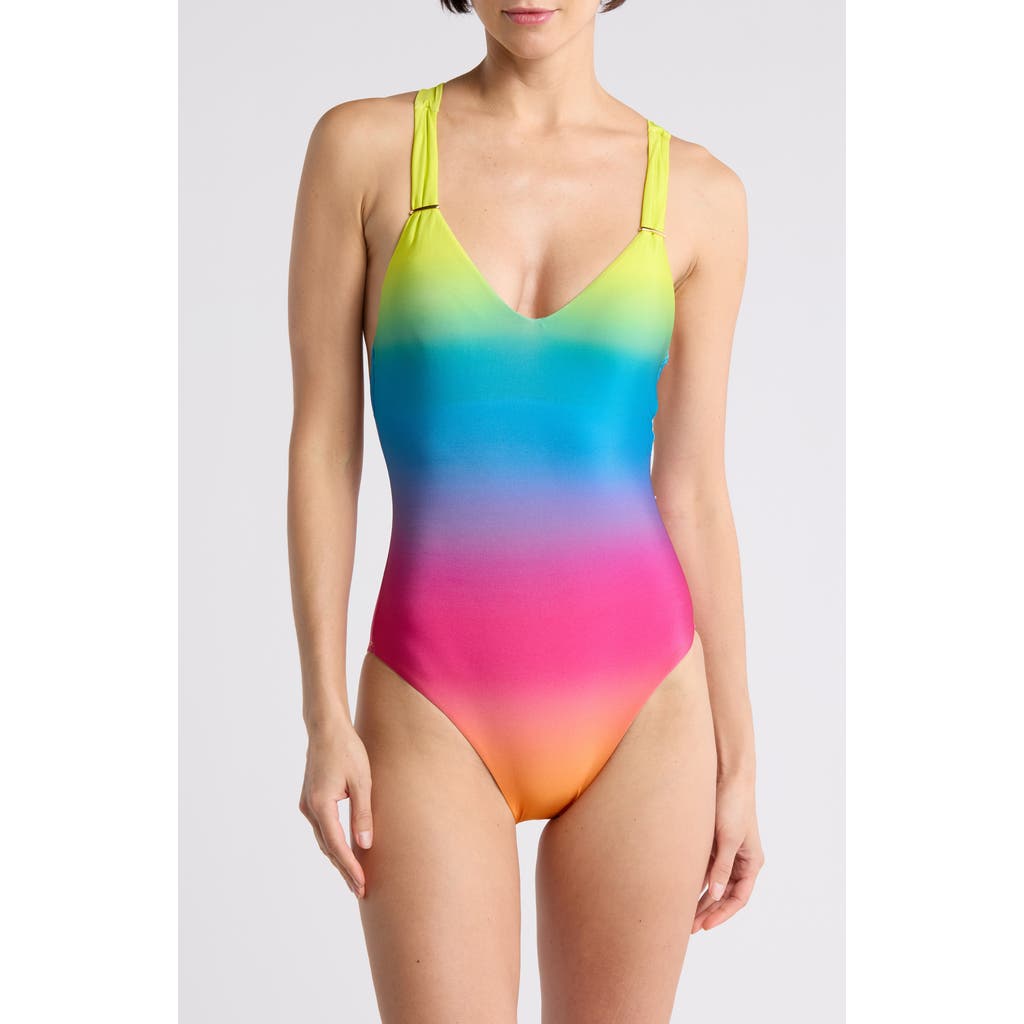 La Blanca Stripe Soft Strap One-piece Swimsuit In Rainbow Multi
