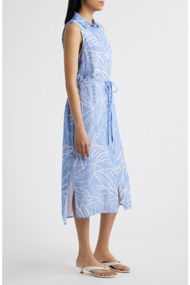 Print Tie Waist Sleeveless Midi Shirtdress, Alternate, color, COASTAL BLOOM