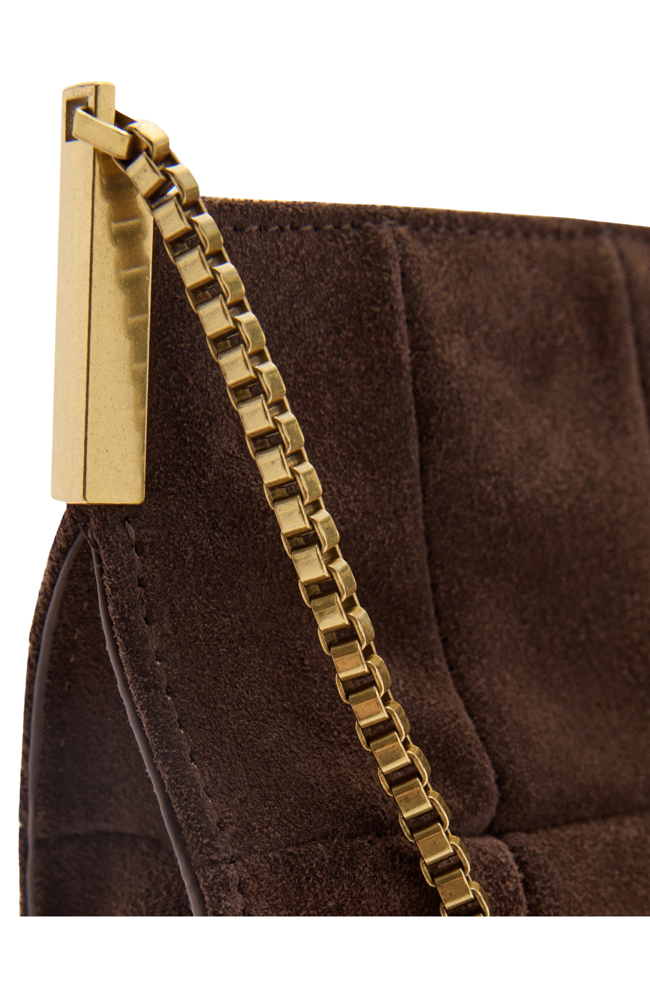 MANGO Quilted Suede Shoulder Bag, Alternate, color, 