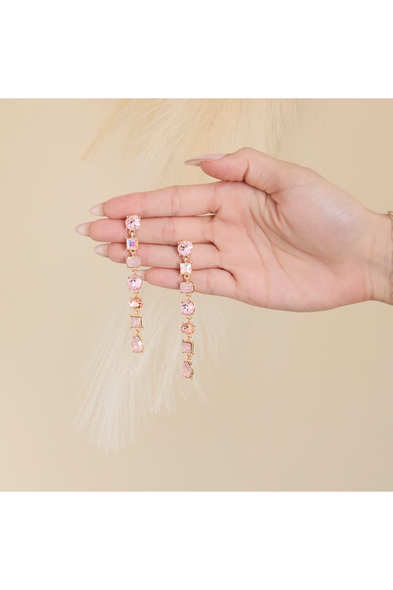 Light Pink Crystal Linear Drop Earrings, Alternate, color, Light Pink/Gold